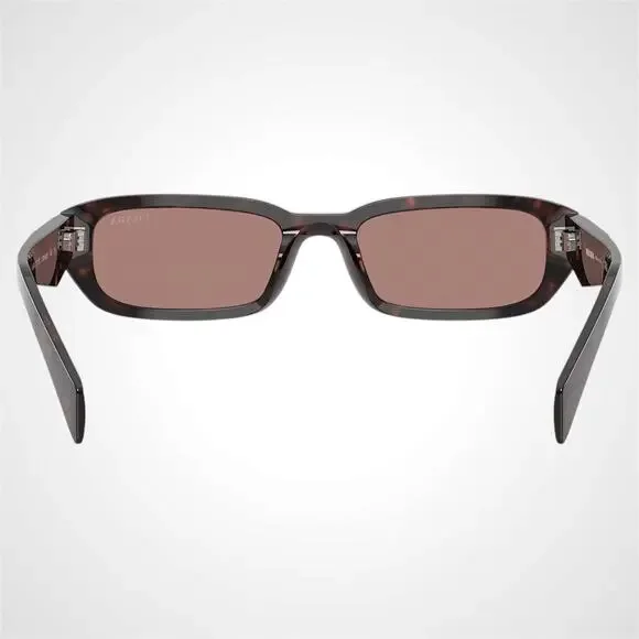 New PRADA Sunglasses Brown Tortoise Symbole Logo Rectangle w/ Case - Picture 5 of 6